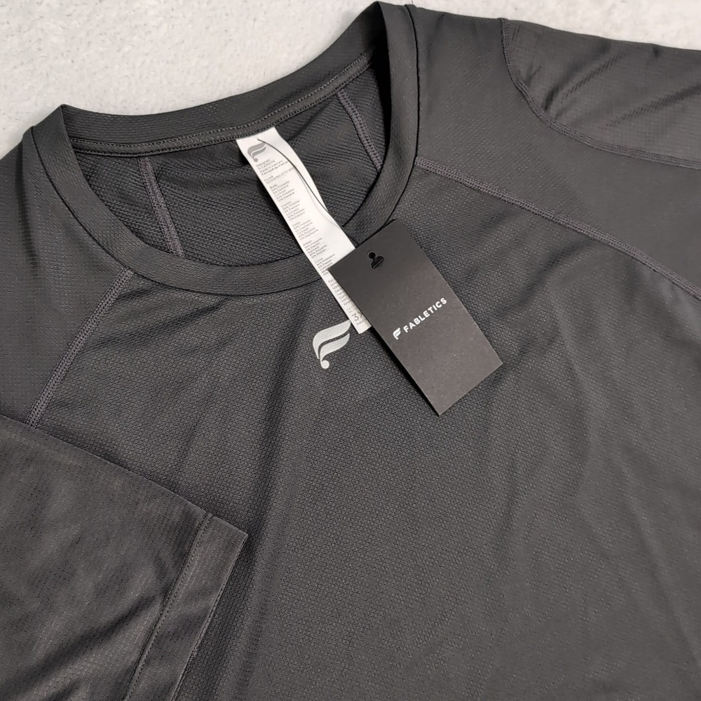 NEW Fabletics Gym Shirt Wicking S/S Athletic Gray Reflective Tee Mens 3X